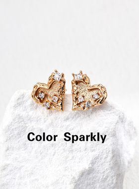 小众设计925银镀金爱心锆石耳钉女轻奢高级感气质简约百搭耳环