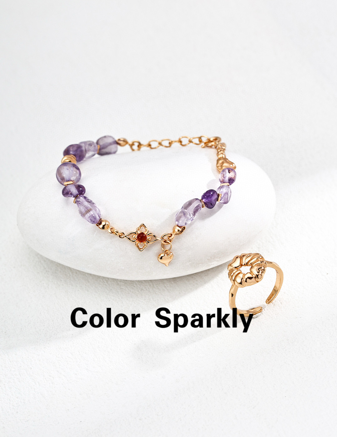 小众设计925银镀金紫水晶手链