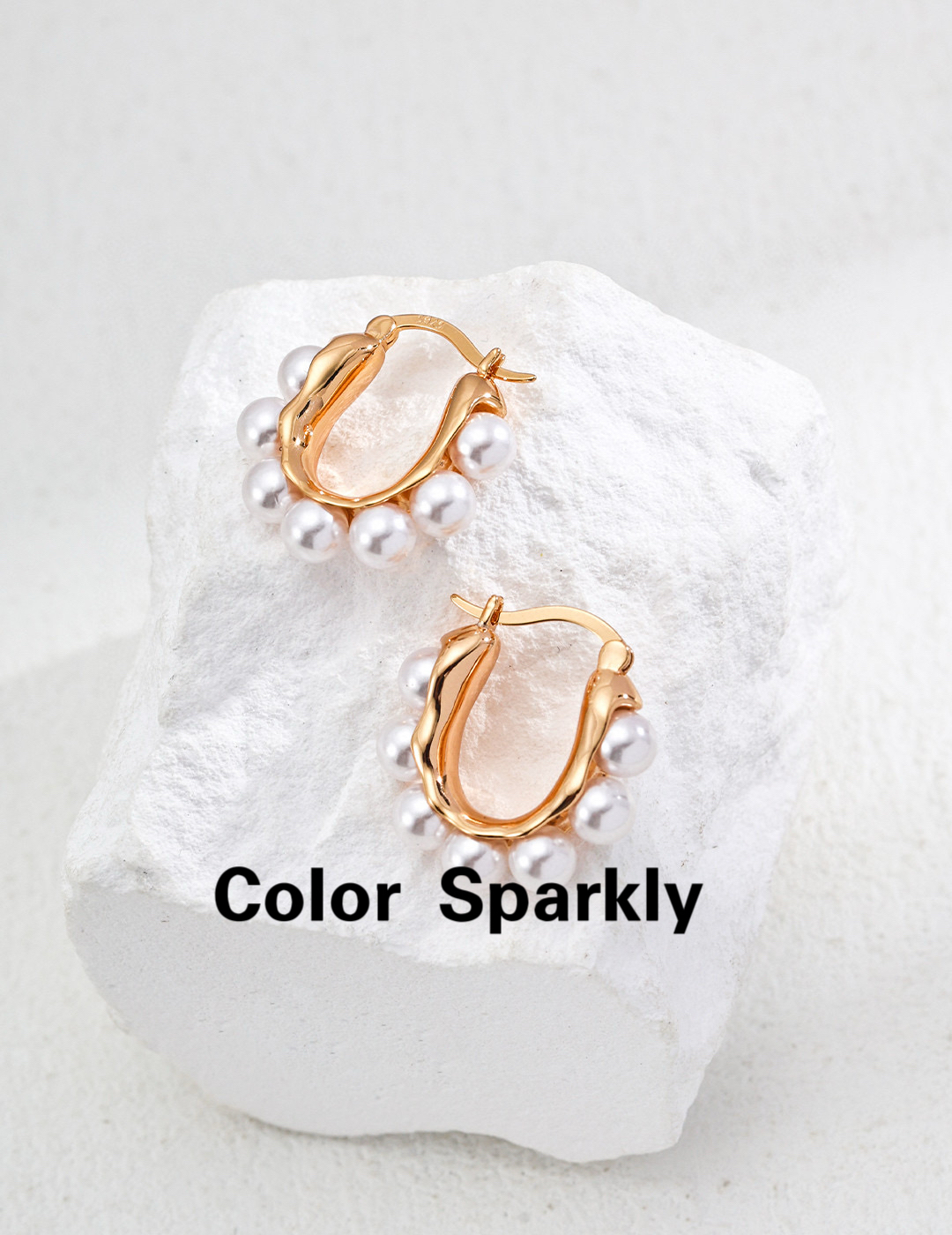 轻奢法式高级珍珠金属耳圈气质小众冷淡风复古百搭