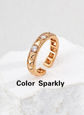 Color Sparkly925银镀金镂空戒指女轻奢小众高级感食指戒节日礼物