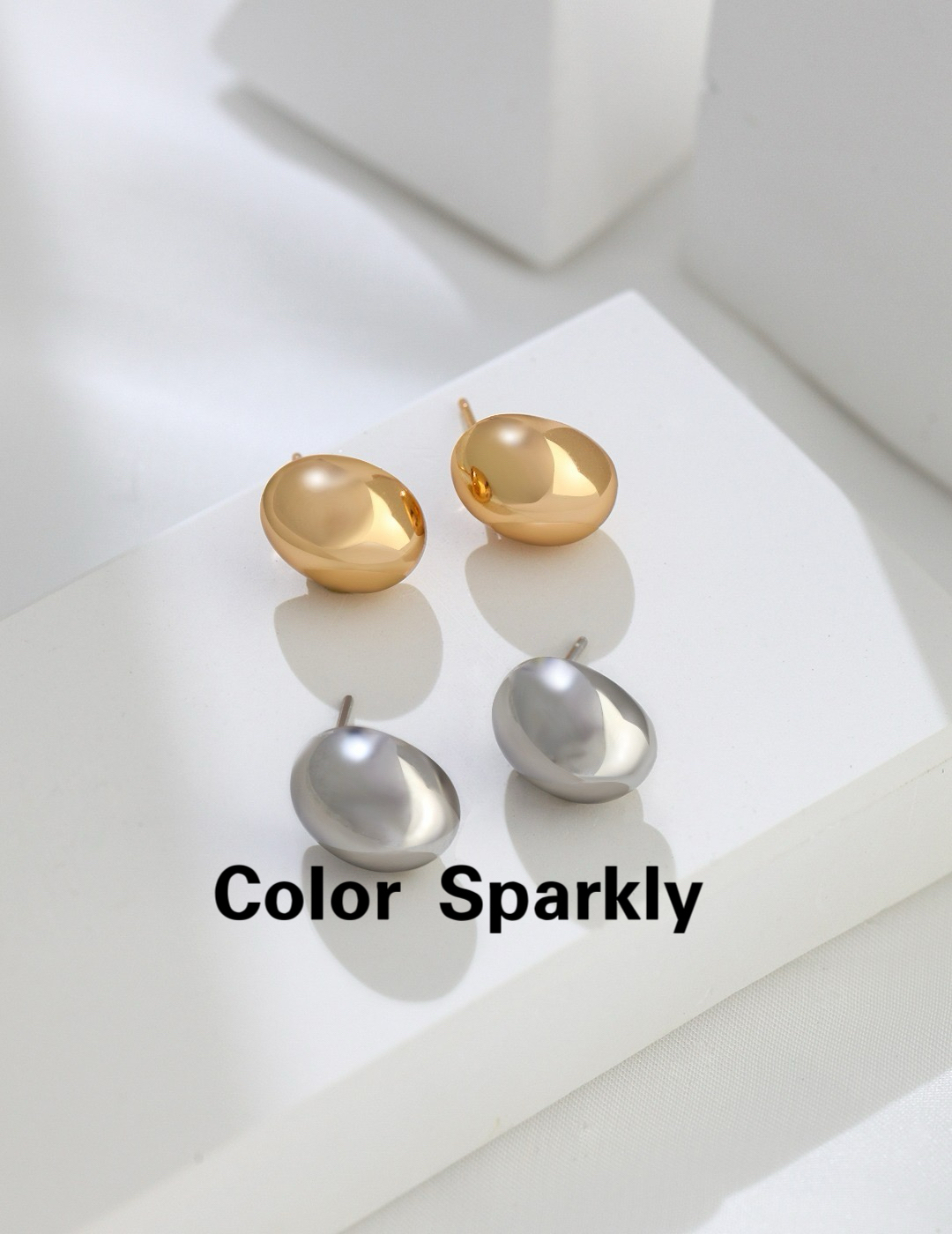 Color Sparkly 小众轻奢设计S925银简约小金豆耳钉高级感气质百搭