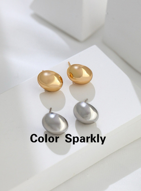 Color Sparkly 小众轻奢设计S925银简约小金豆耳钉高级感气质百搭