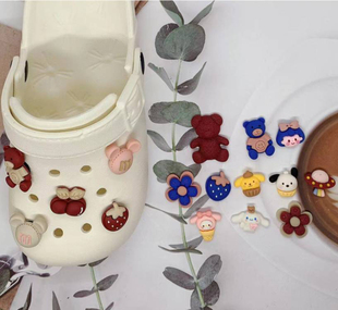 洞洞鞋鞋花鞋上装饰品可拆卸配件可爱卡通玉桂狗布丁狗小熊鞋扣花