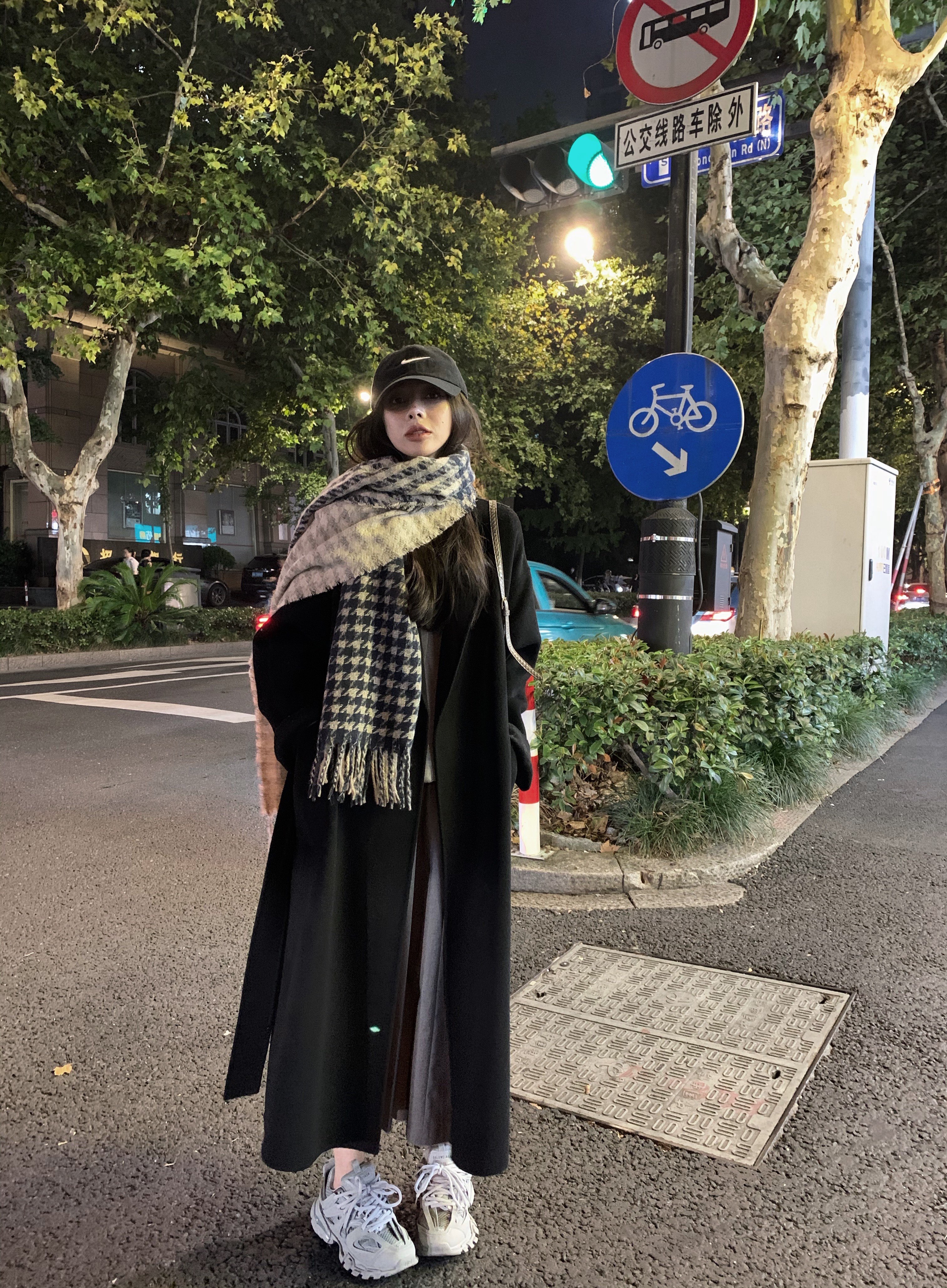 小君君布兰妮全羊毛经典黑色双面呢大衣女秋冬新款中长款毛呢外套