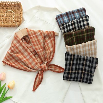 百搭仿羊绒格子三角巾文艺女领巾