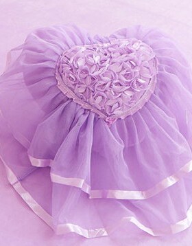 韩式蕾丝紫色珊瑚绒床品公主心形抱枕方形靠枕圆形糖果腰枕纯棉