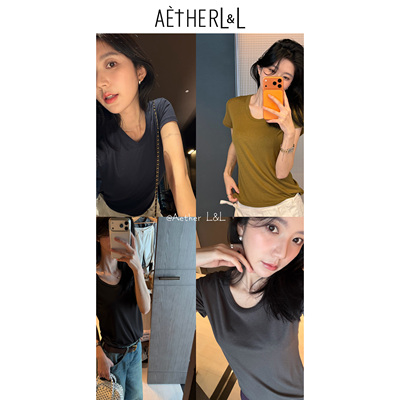 五色软糯纯色短袖T恤女