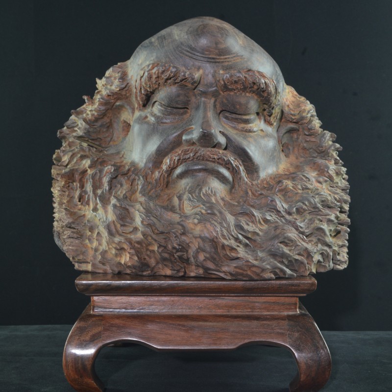 老挝大红酸枝木雕鸿郝睿工达摩头