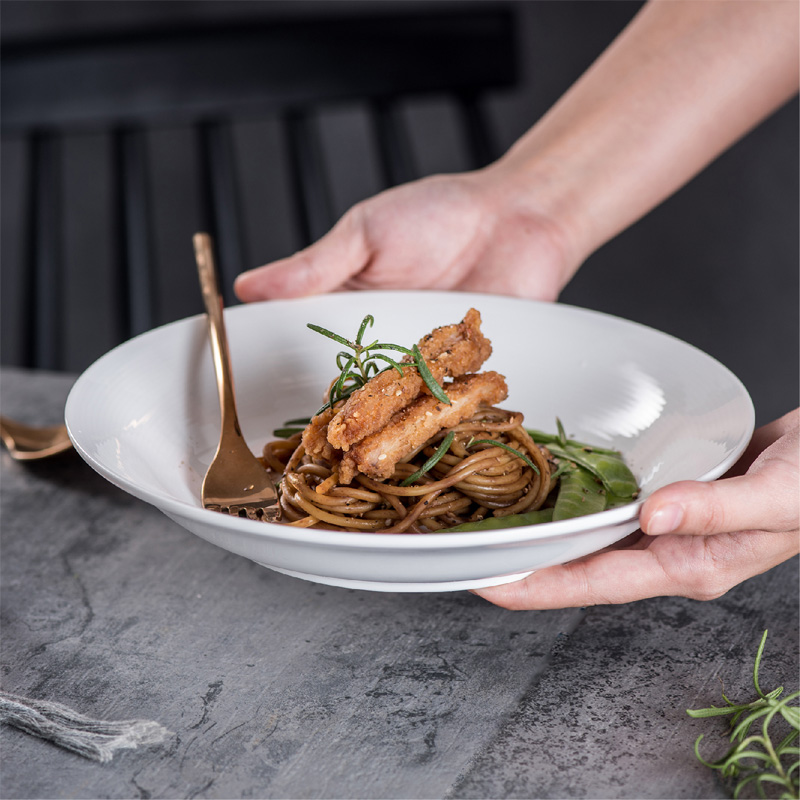 暮云陶瓷家用盘子深盘沙拉盘汤盘