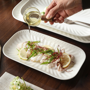 长条盘西餐长平盘牛排餐盘家用长方形盘子酒店鱼盘餐具陶瓷盘子