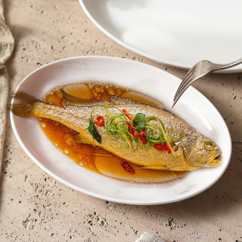 暮云陶瓷鱼盘家用蒸鱼盘子