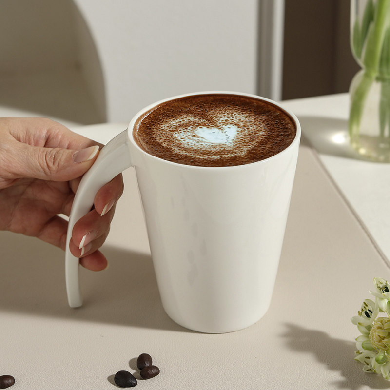 马克杯陶瓷杯纯白色挂耳咖啡杯高级感家用喝水杯子可定制LOGO简约图片