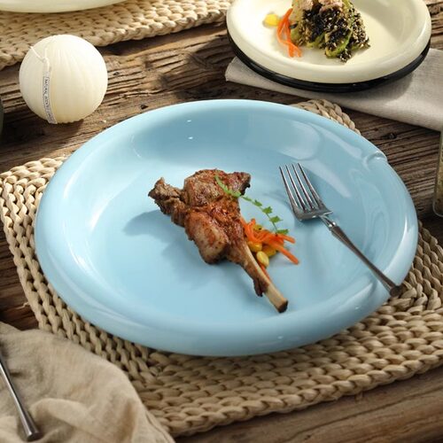 意面盘子ins风高级感2025新款陶瓷家用菜盘现代蓝色餐具高颜值