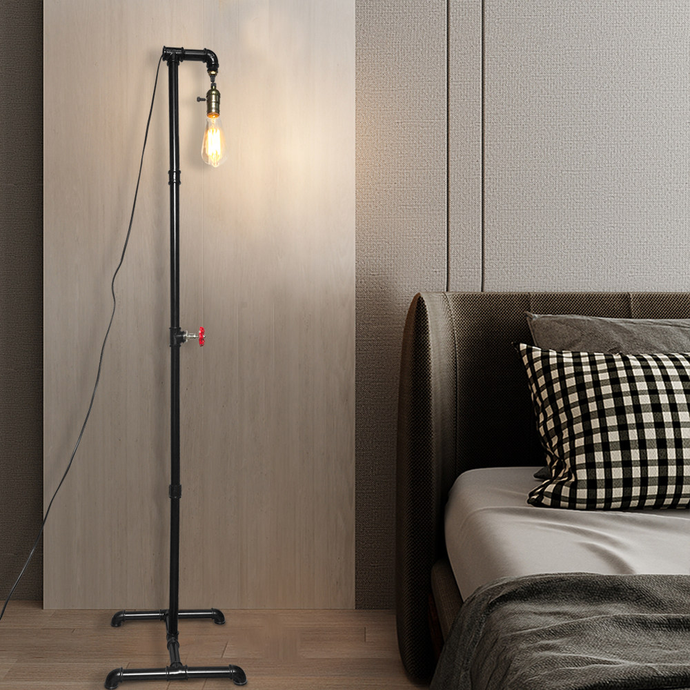 出口美式复古工业风DIY铁艺管道简约客厅卧室铁艺落地灯