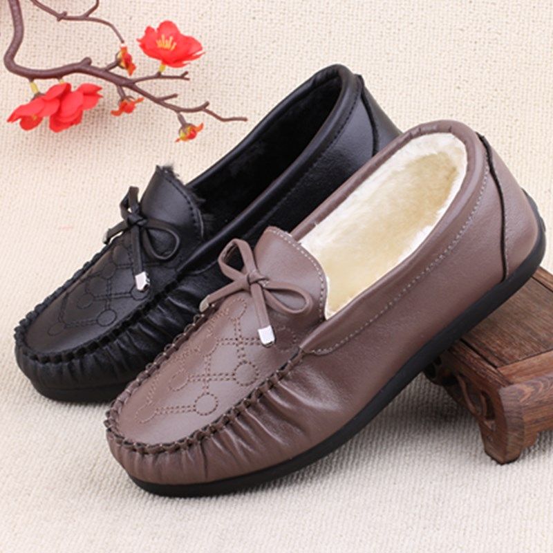 冬季豆豆鞋女加绒老北京女棉鞋一脚蹬防滑软底妈妈鞋轻便保暖女鞋,女鞋,传统布鞋,淘宝优惠券,粉丝福利购,淘宝优惠卷