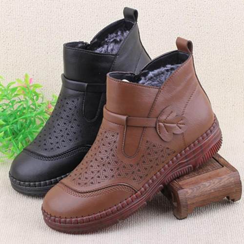 冬季牛筋底女鞋防滑休闲加绒保暖