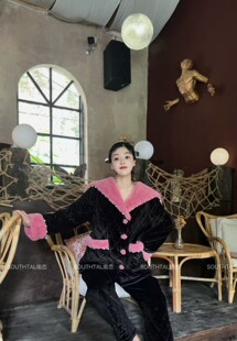 忆往昔南态冬季加厚可外穿三层夹棉加绒加厚可外穿睡衣套装
