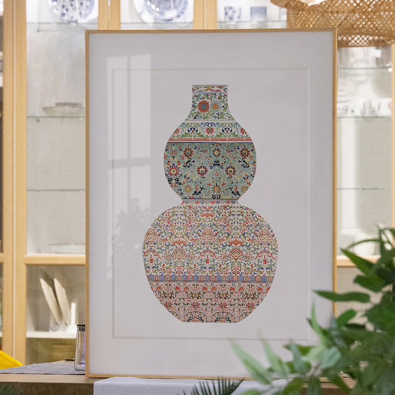 墙蛙新中式客厅装饰画寓意好沙发背景墙中式壁画玄关挂画福禄临门