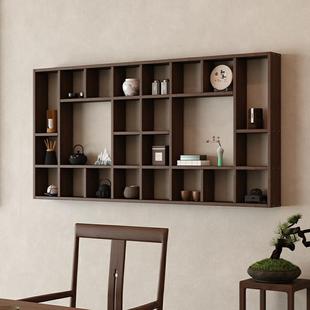 定制实木格子架墙上置物架茶杯茶壶展示架创意多宝阁格子置物架