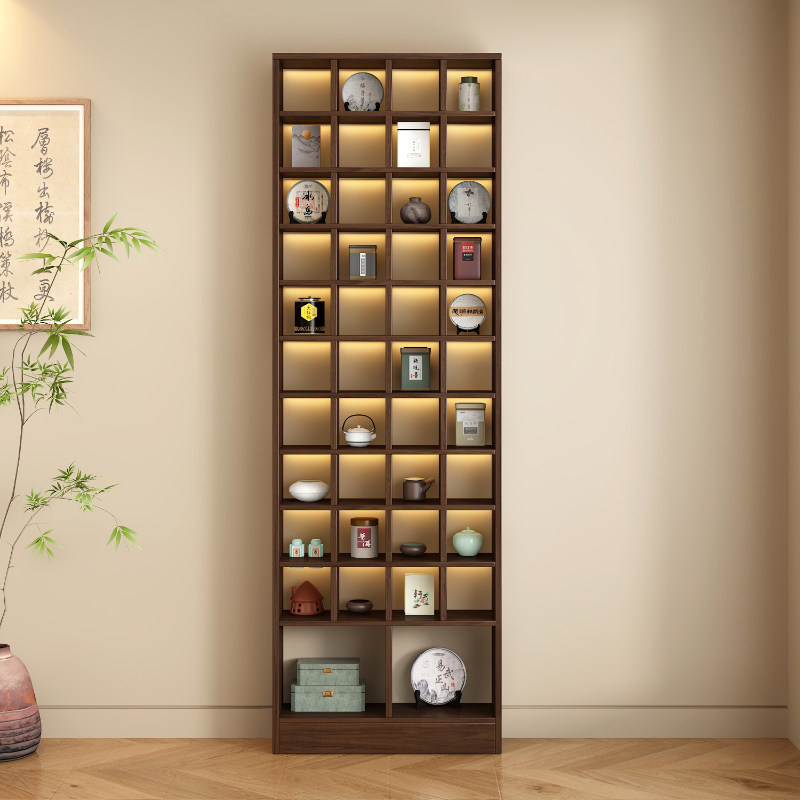 实木生态板落地自由组合茶道壶杯饼叶具格子架饰品摆件展示多宝阁