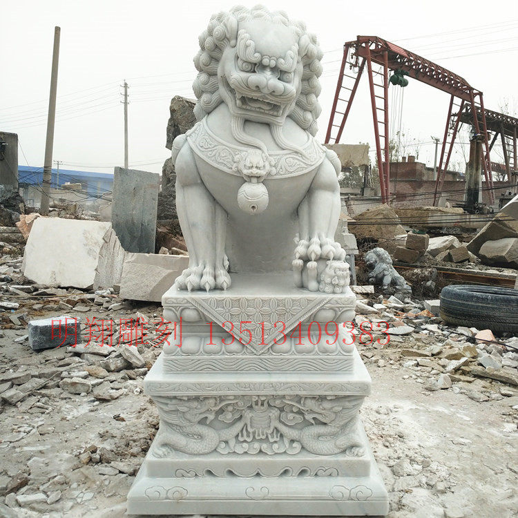石狮子仿古商场庭院雕塑汉白玉