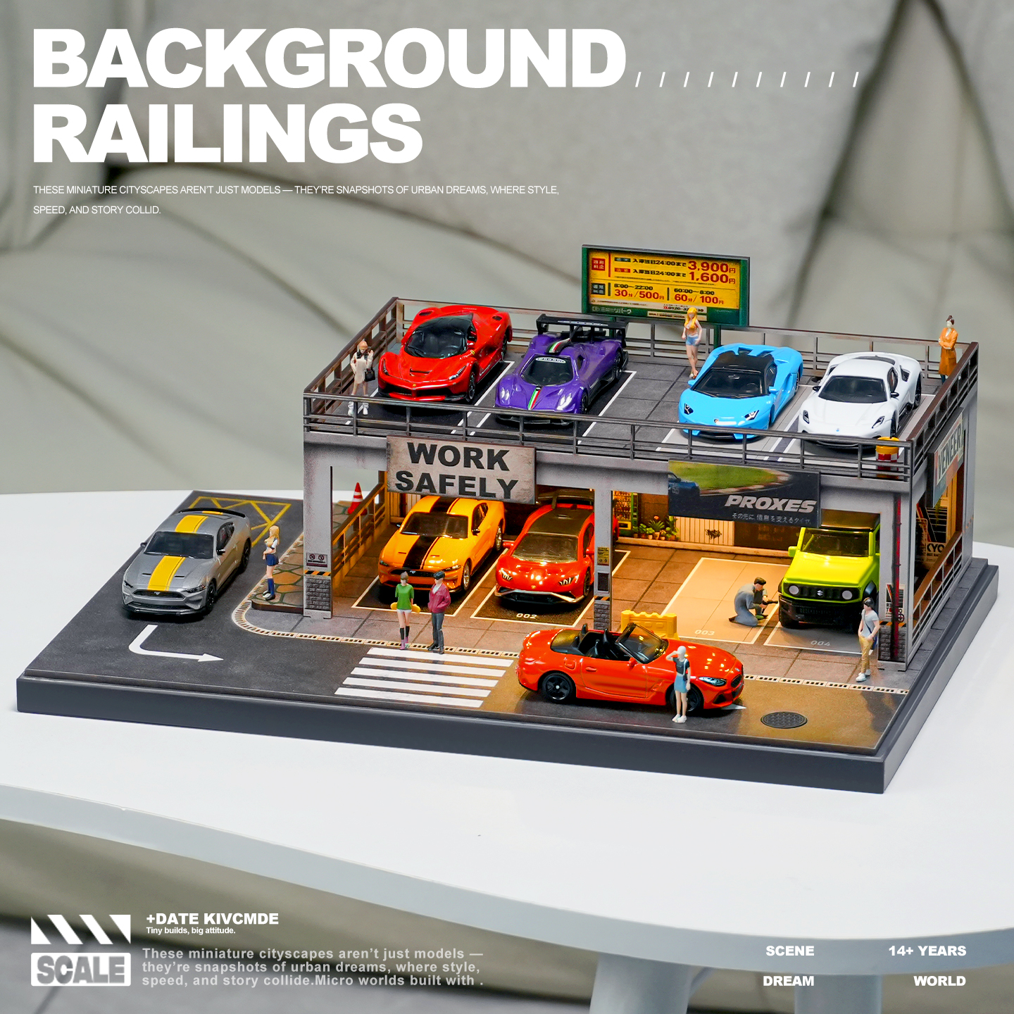 1/64微缩双层停车工坊模型