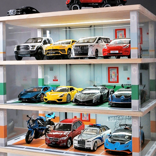 1/24车模停车场收纳防尘罩展示架