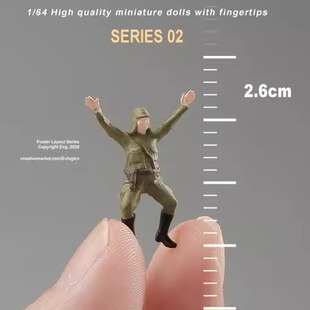 1/64举起手来士兵微拍摄影道具树脂手办收藏微缩场景树脂人偶手办