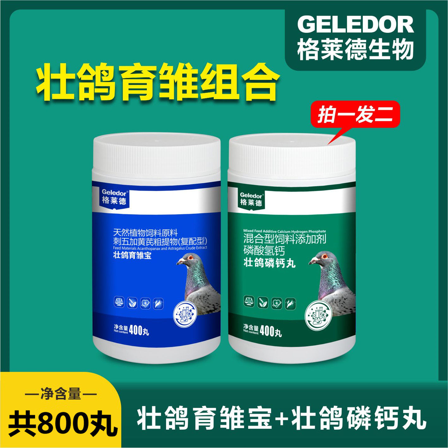 格莱德壮鸽育雏宝磷钙丸信鸽用品赛种鸽幼鸽宝育雏丸钙磷丸非鸽药
