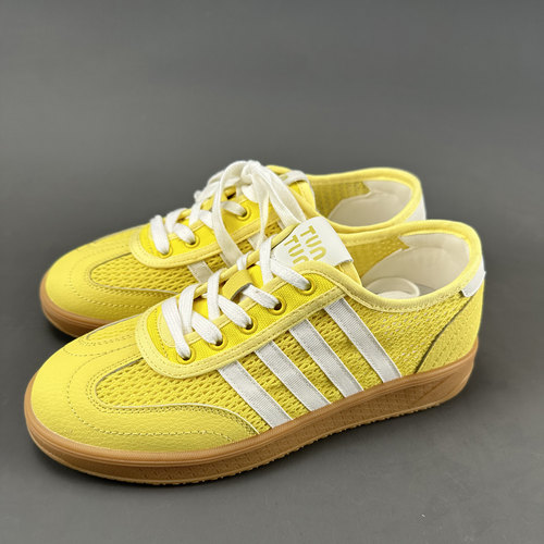 网面透气增高黄色德训鞋女款