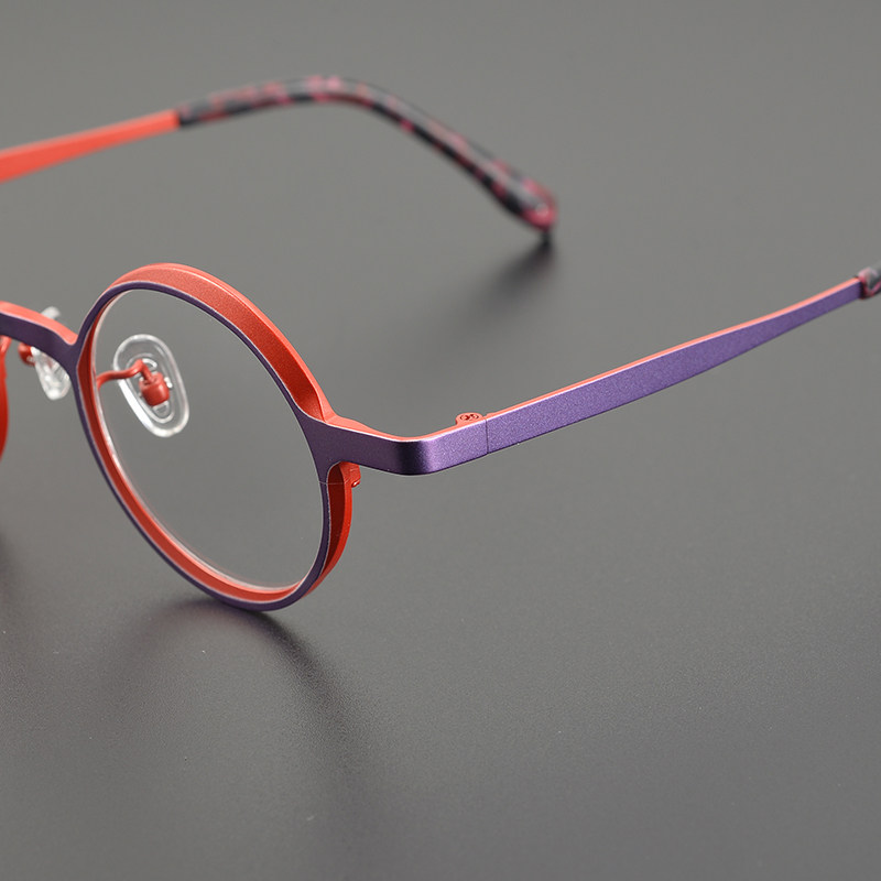 小清新超轻多色纯钛近视眼镜框架圆形女个性时尚眼睛可配度数男款