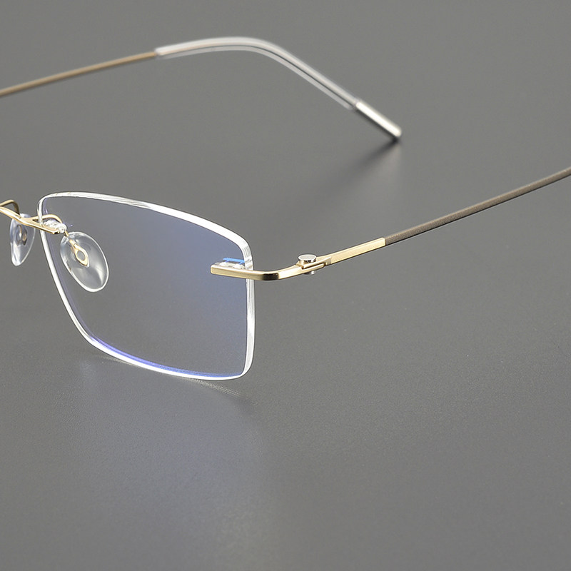 男女无框纯钛超弹商务方眼镜架