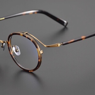胡歌同款！超轻纯钛圆框近视复古眼镜架民国风文艺男女可配防蓝光
