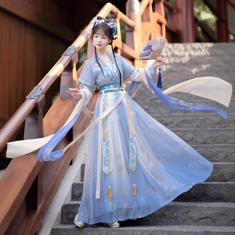 原创成人汉服女【拂铃花】唐制齐腰唐褙子襦裙绣花中国风日常夏款