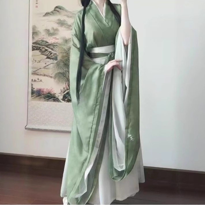 魏晋风交领大袖襦齐腰八破裙春秋战国袍款南北朝汉服古装风套装