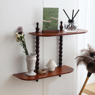 WULIHOME 法式木质中古色壁挂装饰架美拉德色墙面家居装饰ins风格