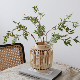 WULIHOME 灯笼竹编花瓶花器法式现代民宿样板间博古架家居装饰