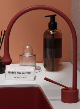 全铜红色水滴面盆水龙头台上下盆洗脸盆冷热中岛台水龙头旋转加高