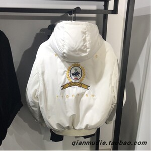 2021男士BIRD冬季羽绒服男短款潮牌韩版白色连帽刺绣白鸭绒外套男