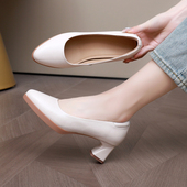 软底粗跟跳舞鞋 子小码 323334单鞋 真皮旗袍模特走秀女鞋 中跟工作鞋