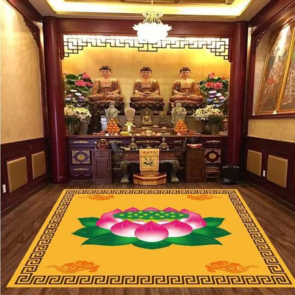 佛堂地毯满铺家用莲花图案地毯打坐佛前地垫禅意寺院荷花佛家地毯