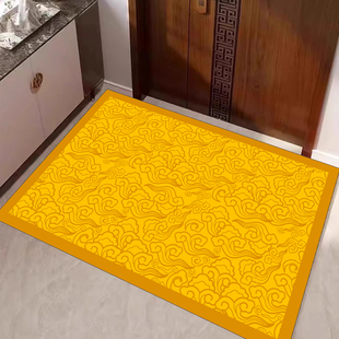 中式 祥云地垫金黄色入户地垫入户门垫进门黄色门口脚垫门外地垫