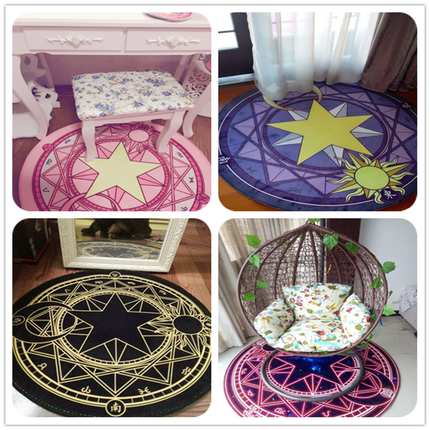 魔卡少女樱百变小樱库洛魔法阵可爱拍照少女圆形地毯卧室吊篮地垫