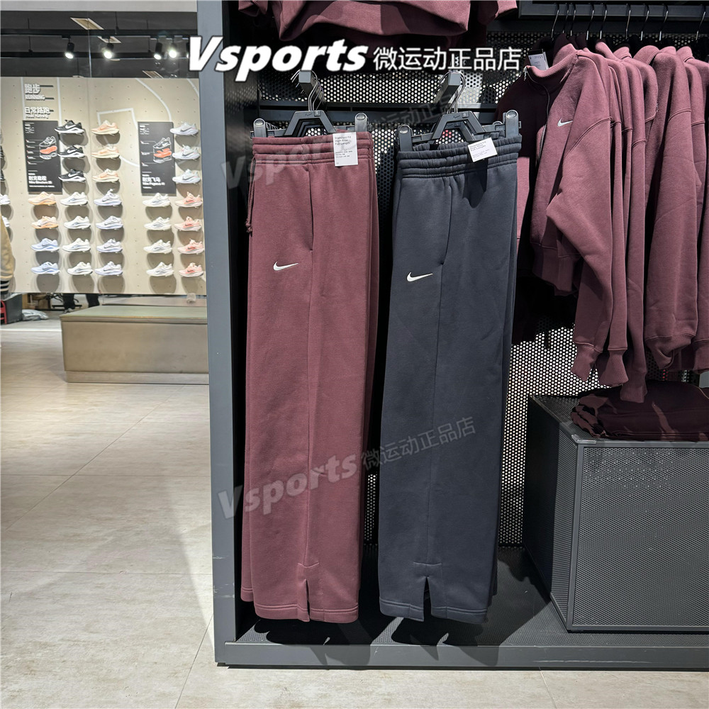 耐克女裤2025秋冬季加绒运动休闲宽松直筒长裤IH1012-010-667-652