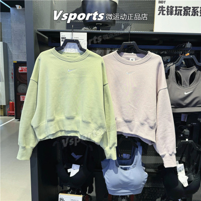 nike耐克卫衣女装2024春季加绒保暖运动圆领套头衫DQ5762-019-371