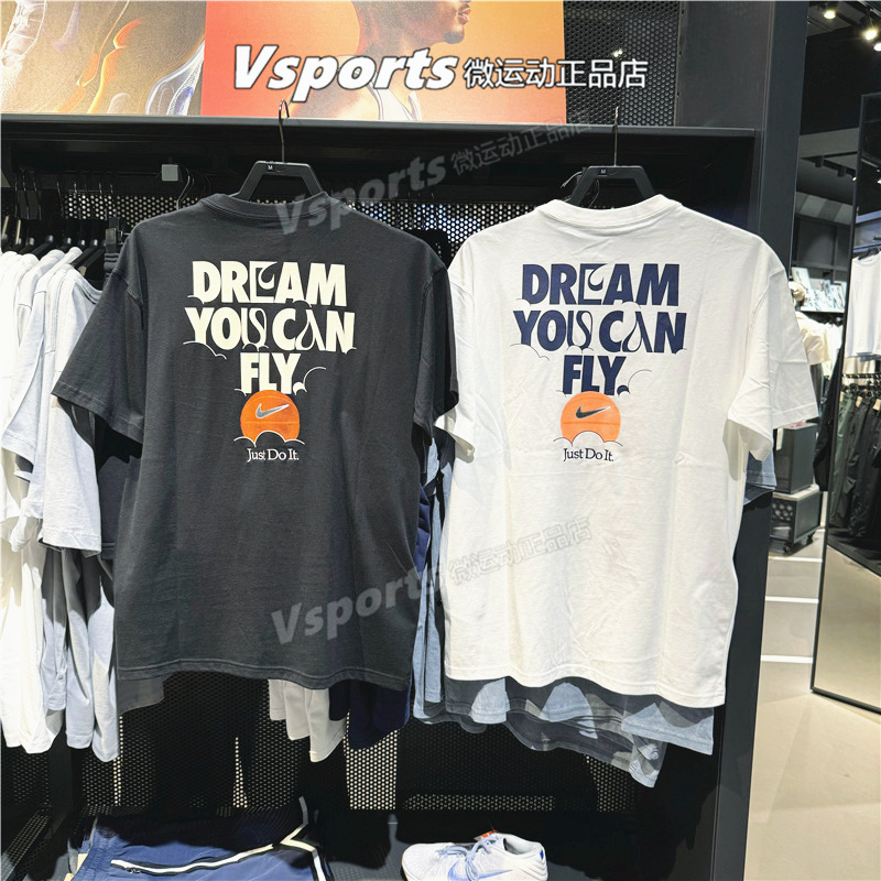 NIKE耐克短袖男2024夏季运动休闲背后图案印花圆领T恤 FZ8084-010