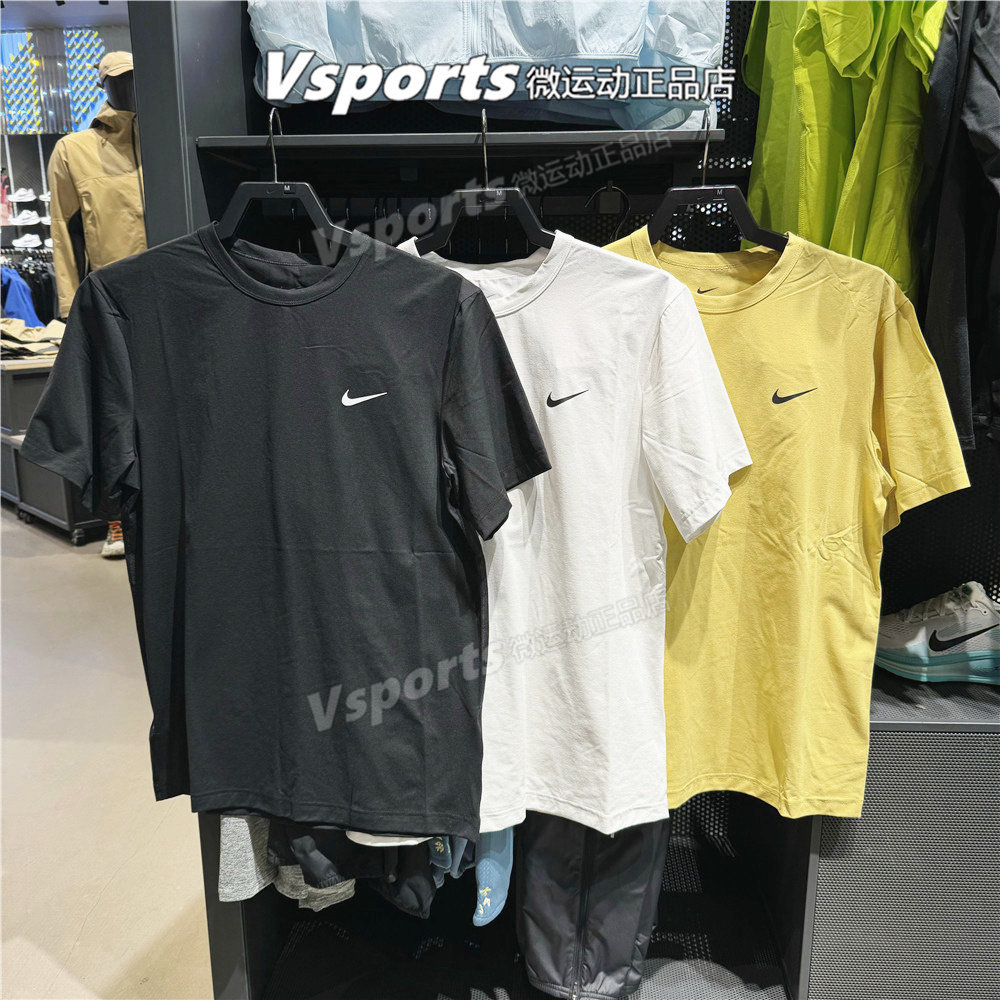 nike耐克t恤男子2025夏新款训练速干圆领短袖黑白 DV9840-100-010