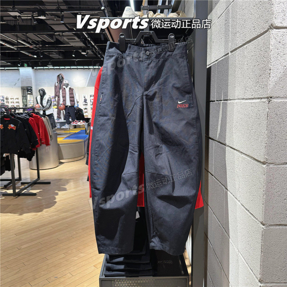 正品耐克运动长裤女子2026春季新款宽松纯棉阔腿工装裤IQ3824-010