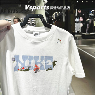 专柜正品耐克t恤女2025夏季新款运动印花图案宽松短袖 IF0607-100