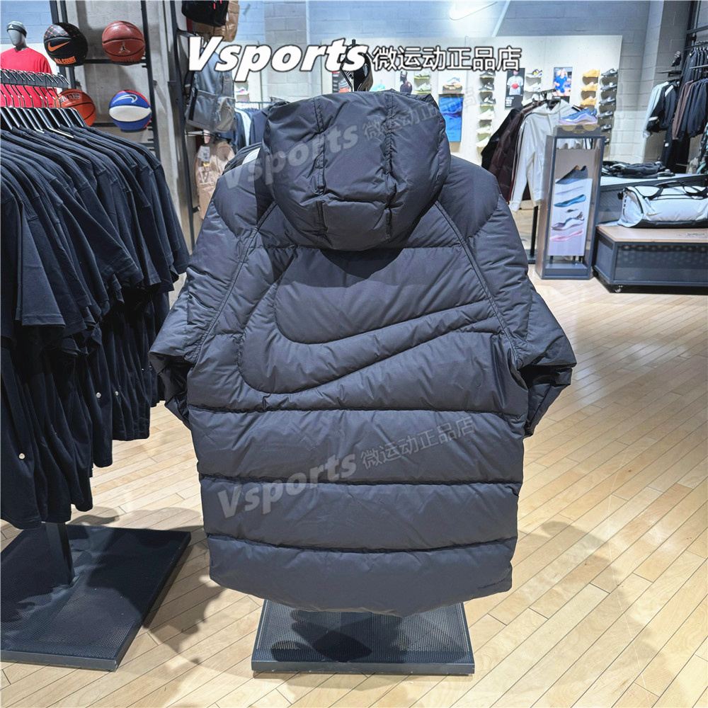 NIKE耐克羽绒服男中长款2025冬季运动加厚背后大勾外套IH2378-010